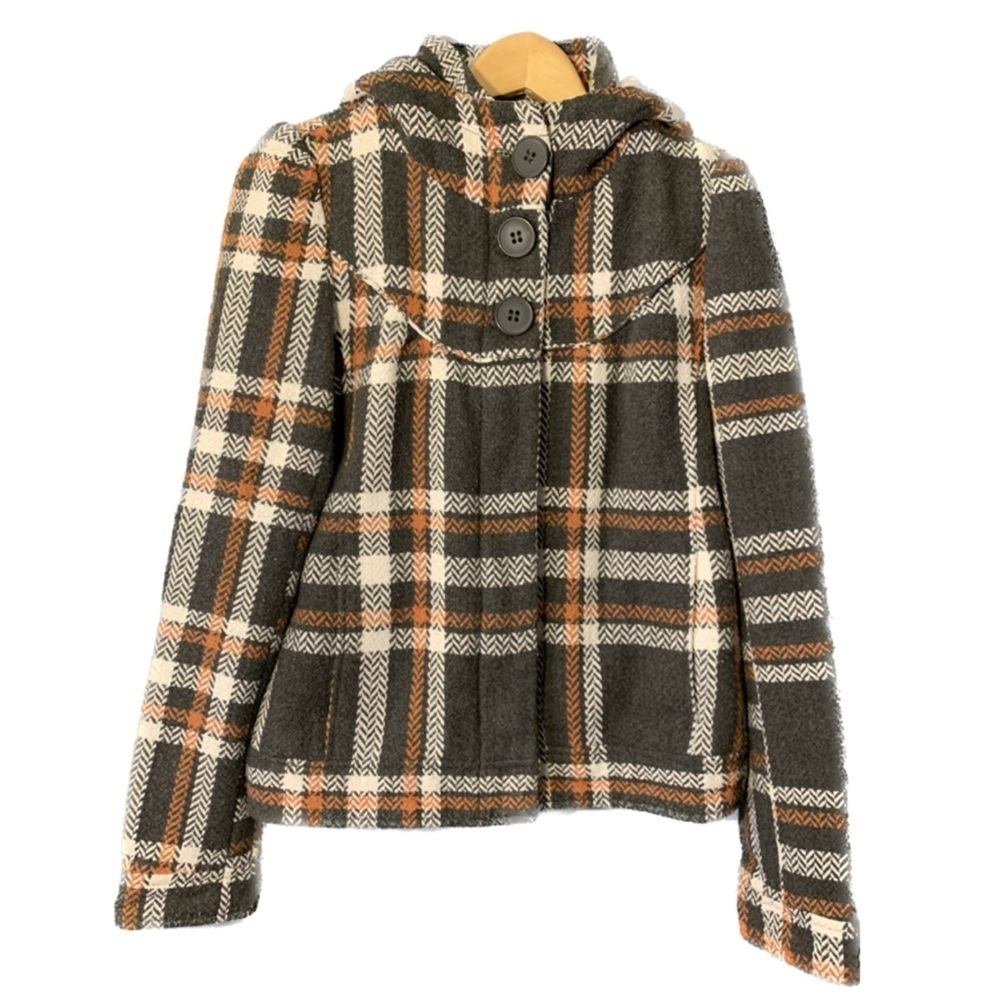 Bluenotes Gray White Orange Wool Blend Ladies Jacket Coat size Small